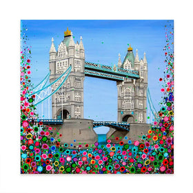 Tower Bridge Floral Square Canvas Print Tower Bridge Floral Square Canvas Print wall art product Jo Gough