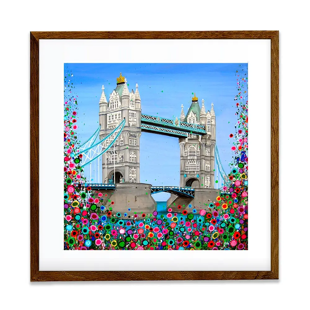Tower Bridge Floral Square Framed Art Print Tower Bridge Floral Square Framed Art Print wall art product Jo Gough