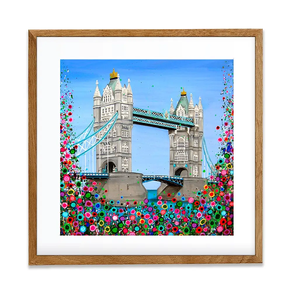 Tower Bridge Floral Square Framed Art Print Tower Bridge Floral Square Framed Art Print wall art product Jo Gough