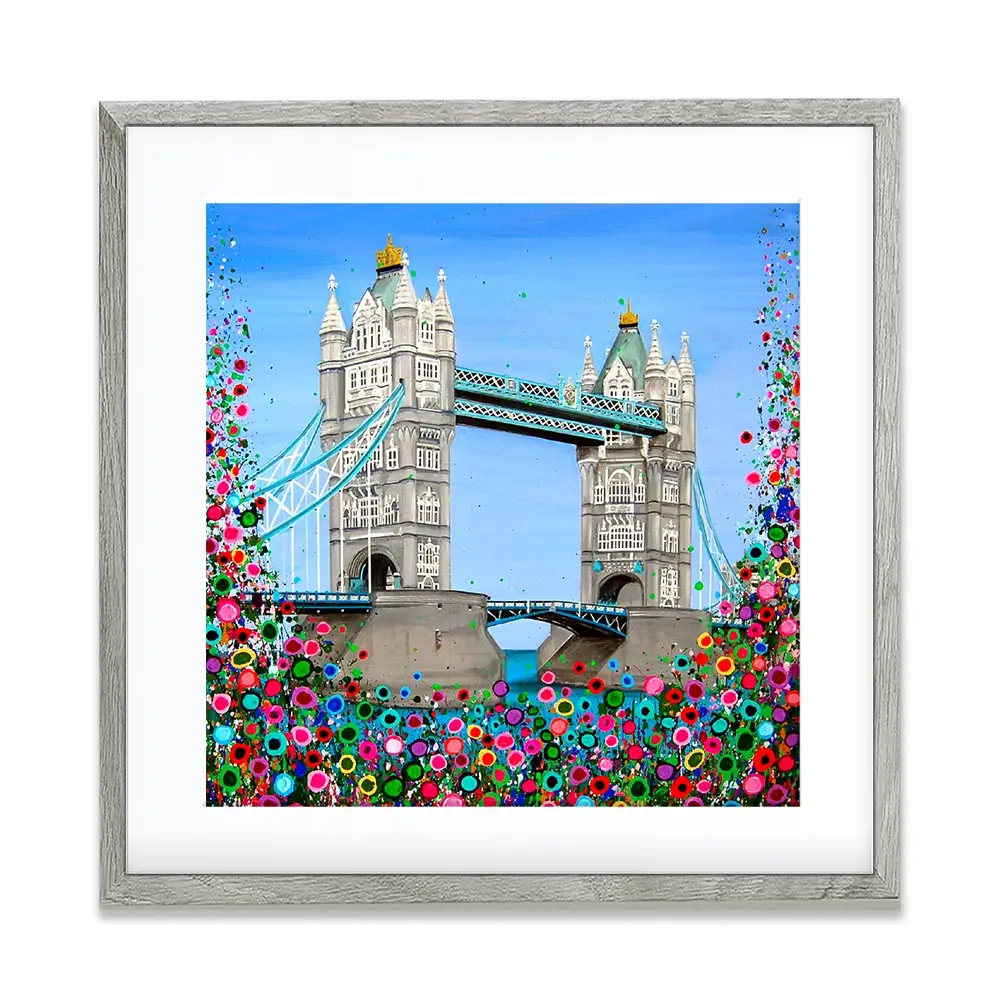 Tower Bridge Floral Square Framed Art Print Tower Bridge Floral Square Framed Art Print wall art product Jo Gough