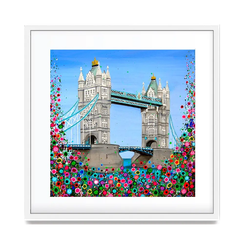 Tower Bridge Floral Square Framed Art Print Tower Bridge Floral Square Framed Art Print wall art product Jo Gough