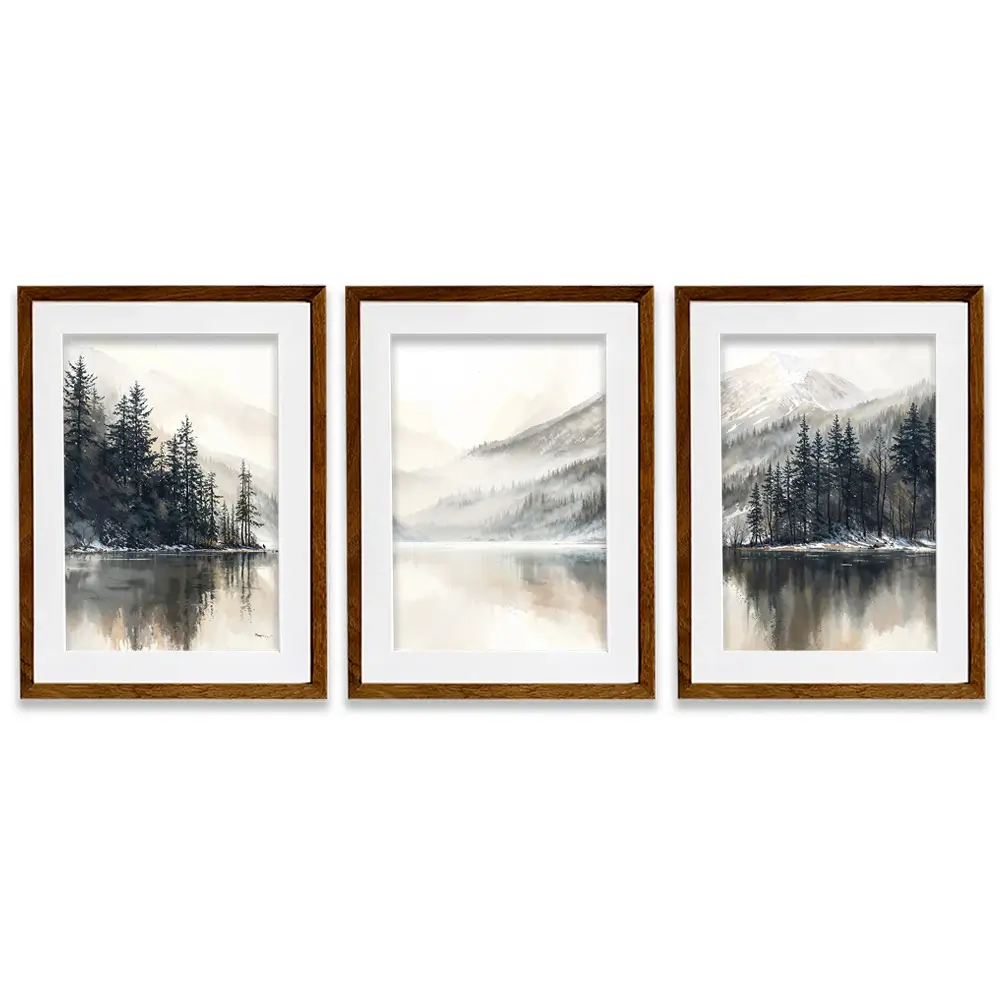 Tree Lake Serenity Framed Art Print Trio Tree Lake Serenity Framed Art Print Trio wall art product IAmHomeStudio