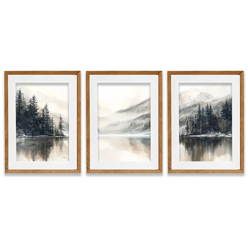 Tree Lake Serenity Framed Art Print Trio Tree Lake Serenity Framed Art Print Trio wall art product IAmHomeStudio