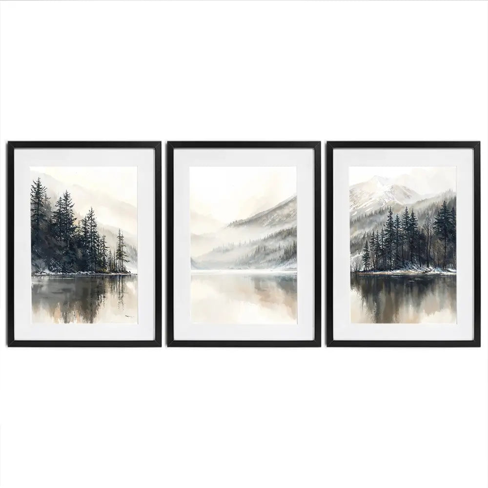 Tree Lake Serenity Framed Art Print Trio Tree Lake Serenity Framed Art Print Trio wall art product IAmHomeStudio