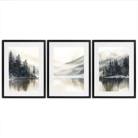 Tree Lake Serenity Framed Art Print Trio Tree Lake Serenity Framed Art Print Trio wall art product IAmHomeStudio
