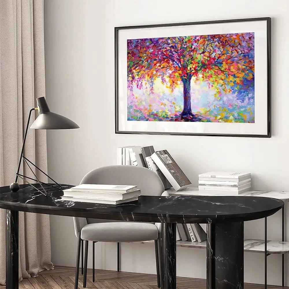 Tree Of Happiness Framed Art Print Tree Of Happiness Framed Art Print | Tree of Happiness Framed Artwork wall art product Leon Devenice