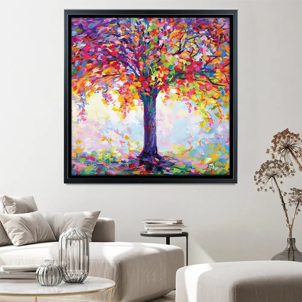 Tree Of Happiness Square Canvas Print Tree Of Happiness Square Canvas Print wall art product Leon Devenice