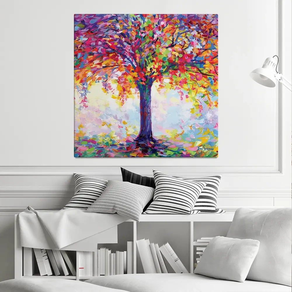 Tree Of Happiness Square Canvas Print Tree Of Happiness Square Canvas Print wall art product Leon Devenice