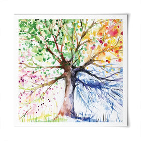 Tree Of Seasons Square Art Print Tree Of Seasons Square Art Print wall art product DeepGreen / Shutterstock