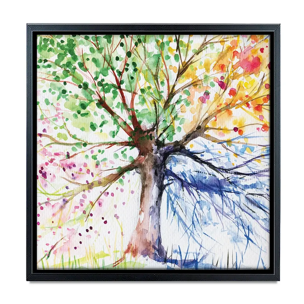 Tree Of Seasons Square Canvas Print Tree Of Seasons Square Canvas Print wall art product DeepGreen / Shutterstock