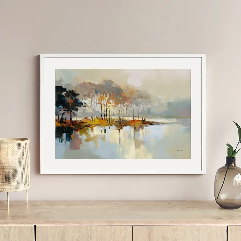 Trees Along The Lake Framed Art Print Trees Along The Lake Framed Art Print wall art product Leon Devenice
