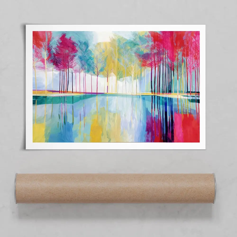 Trees Reflected In Still Water Art Print Trees Reflected In Still Water Art Print wall art product Chromatic Storm Studio
