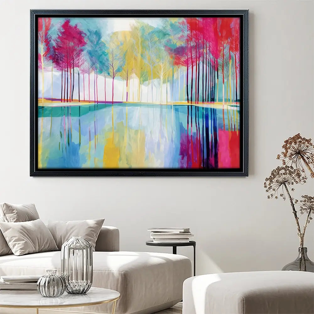 Trees Reflected In Still Water Canvas Print Trees Reflected In Still Water Canvas Print wall art product Chromatic Storm Studio
