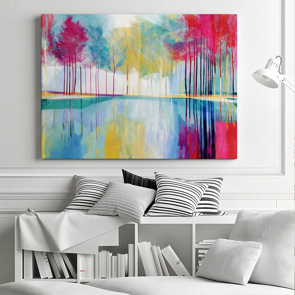 Trees Reflected In Still Water Canvas Print Trees Reflected In Still Water Canvas Print wall art product Chromatic Storm Studio
