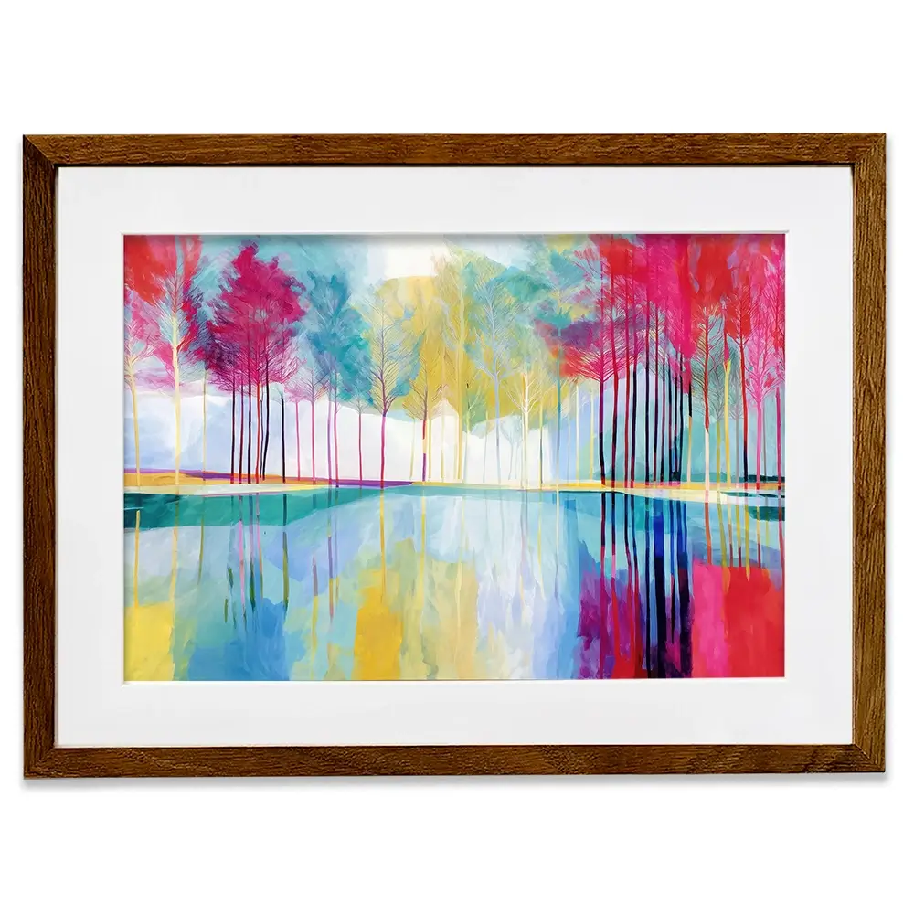 Trees Reflected In Still Water Framed Art Print Trees Reflected In Still Water Framed Art Print wall art product Chromatic Storm Studio