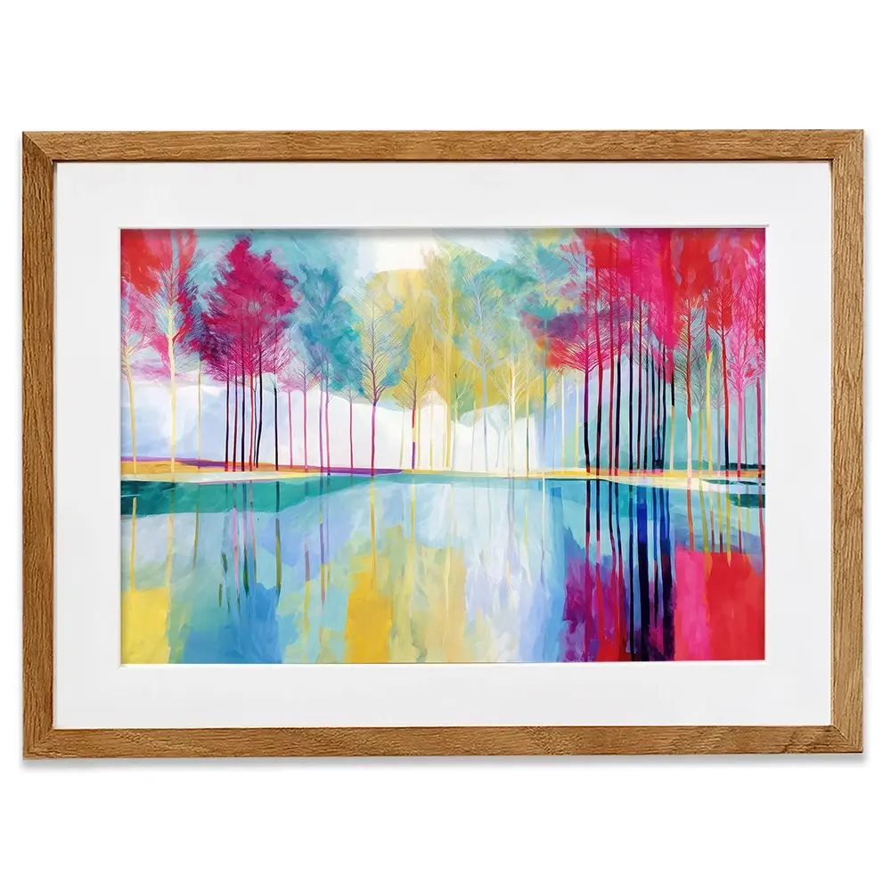 Trees Reflected In Still Water Framed Art Print Trees Reflected In Still Water Framed Art Print wall art product Chromatic Storm Studio