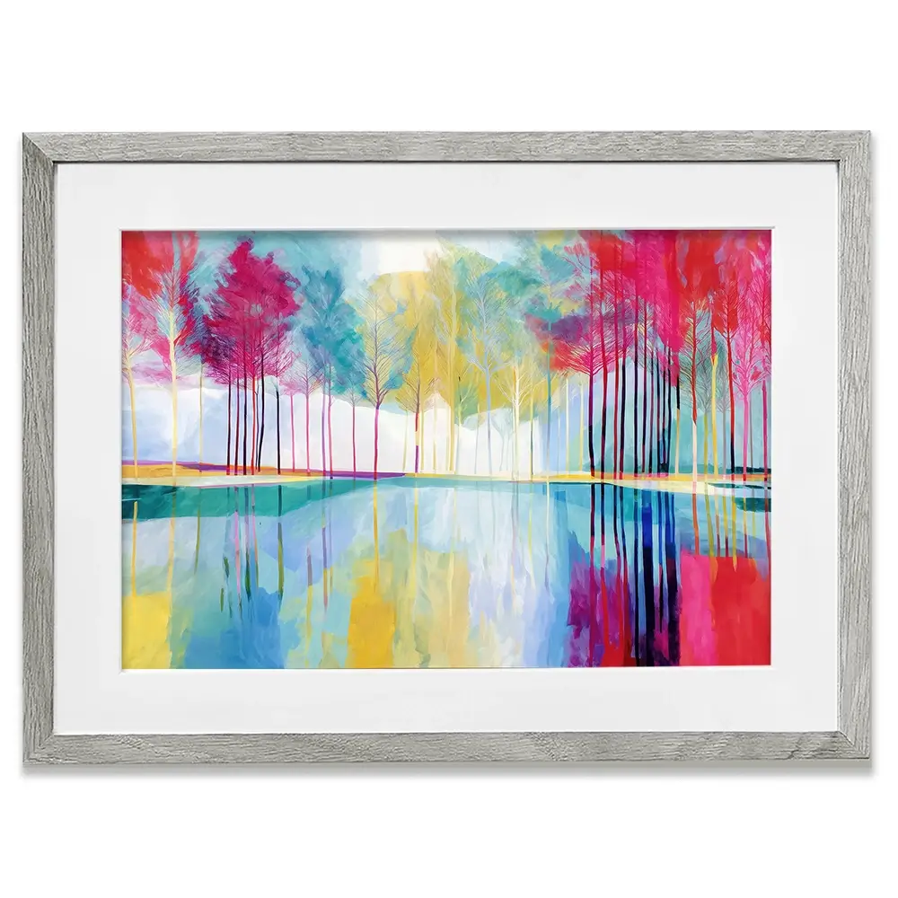 Trees Reflected In Still Water Framed Art Print Trees Reflected In Still Water Framed Art Print wall art product Chromatic Storm Studio