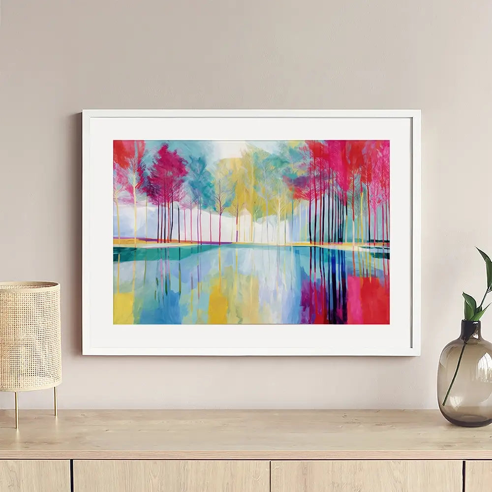 Trees Reflected In Still Water Framed Art Print Trees Reflected In Still Water Framed Art Print wall art product Chromatic Storm Studio