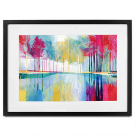 Trees Reflected In Still Water Framed Art Print Trees Reflected In Still Water Framed Art Print wall art product Chromatic Storm Studio