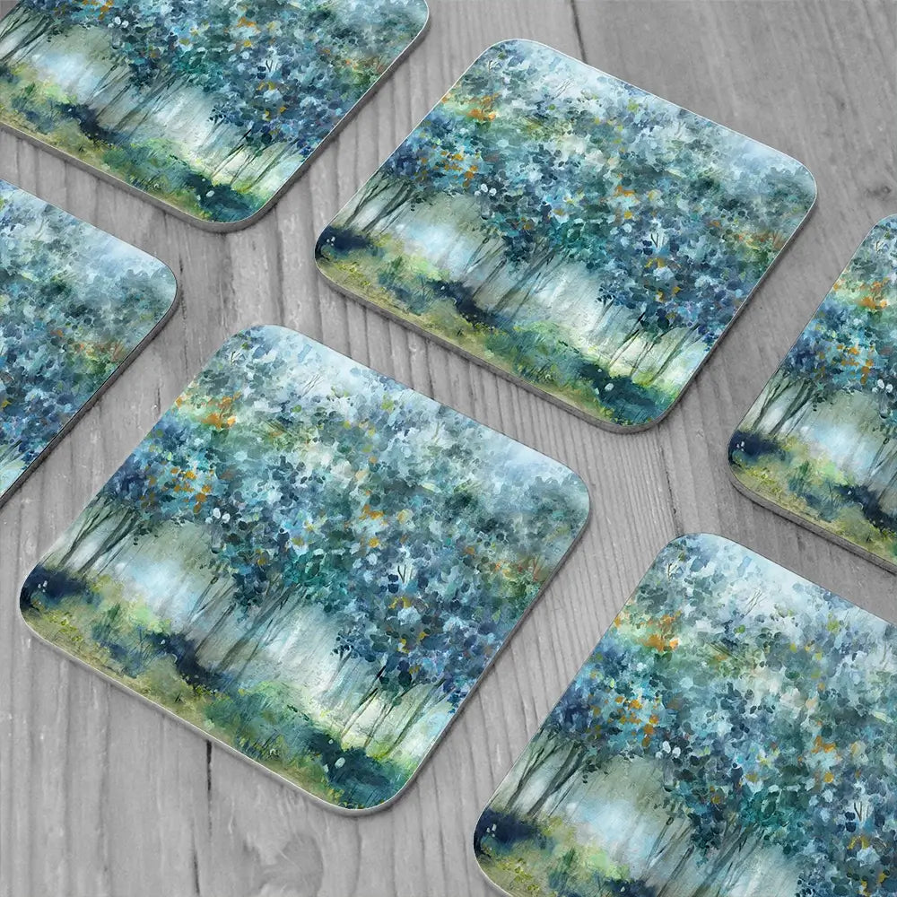 Treetop Mist Coaster Set Treetop Mist Coaster Set wall art product Carol Robinson