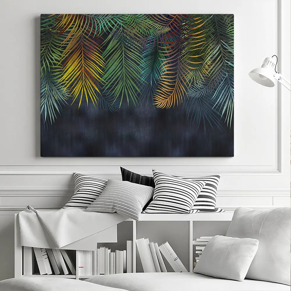 Tropical Hanging Leaves Canvas Print Tropical Hanging Leaves Canvas Print wall art product Katrine_arty / Shutterstock