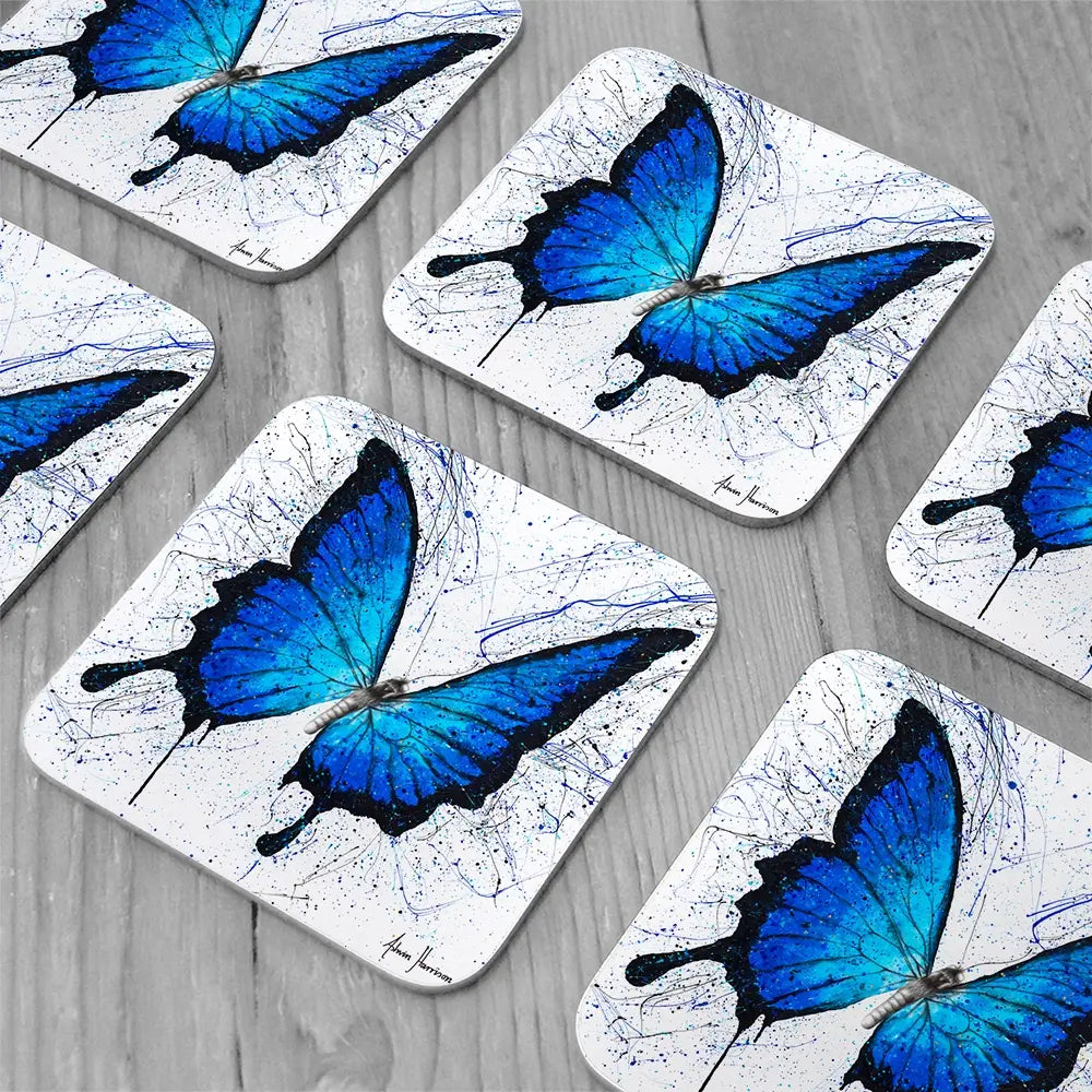 Tropics Of Blue Butterfly Coaster Set Tropics Of Blue Butterfly Coaster Set wall art product Ashvin Harrison