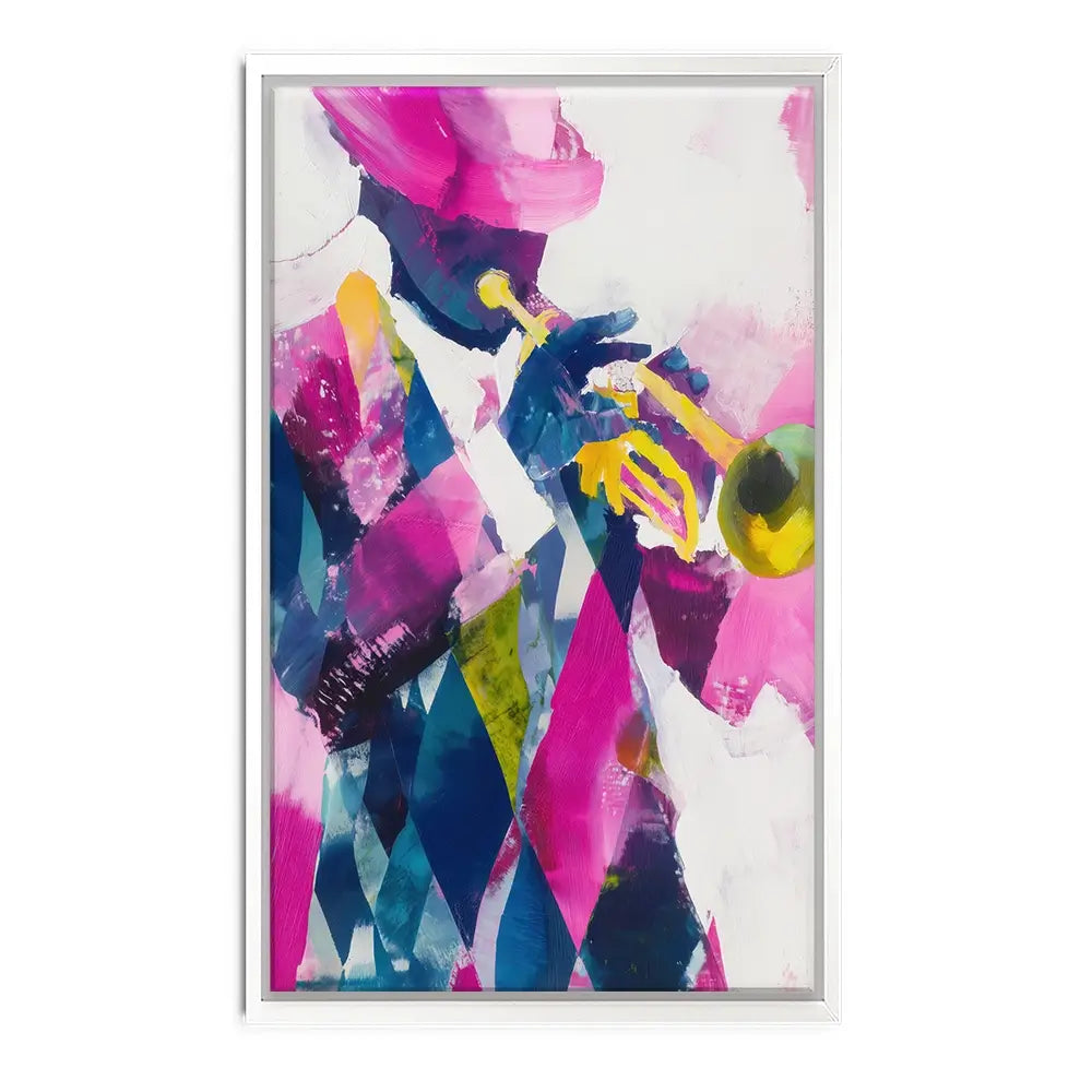 Trumpet Player In Magenta Canvas Print Trumpet Player In Magenta Canvas Print wall art product Chromatic Storm Studio