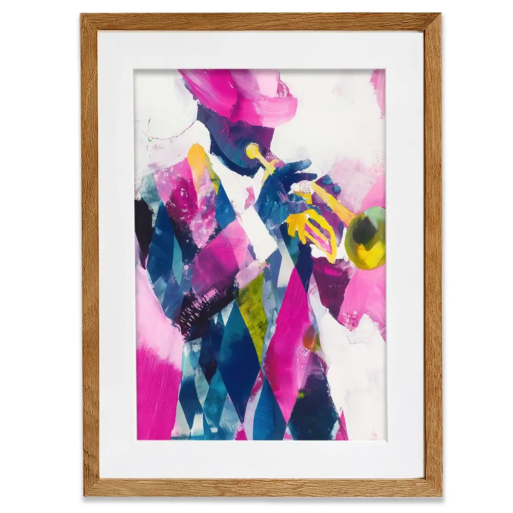 Trumpet Player In Magenta Framed Art Print Trumpet Player In Magenta Framed Art Print wall art product Chromatic Storm Studio