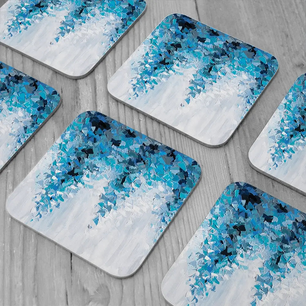 Tumbling Blue Abstract Coaster Set Tumbling Blue Abstract Coaster Set wall art product Olga Tkachyk