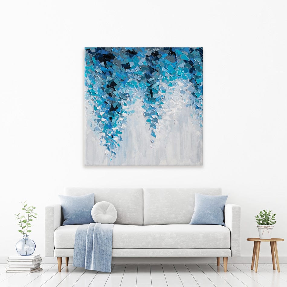 Tumbling Blue Abstract Square Canvas Print wall art product Olga Tkachyk