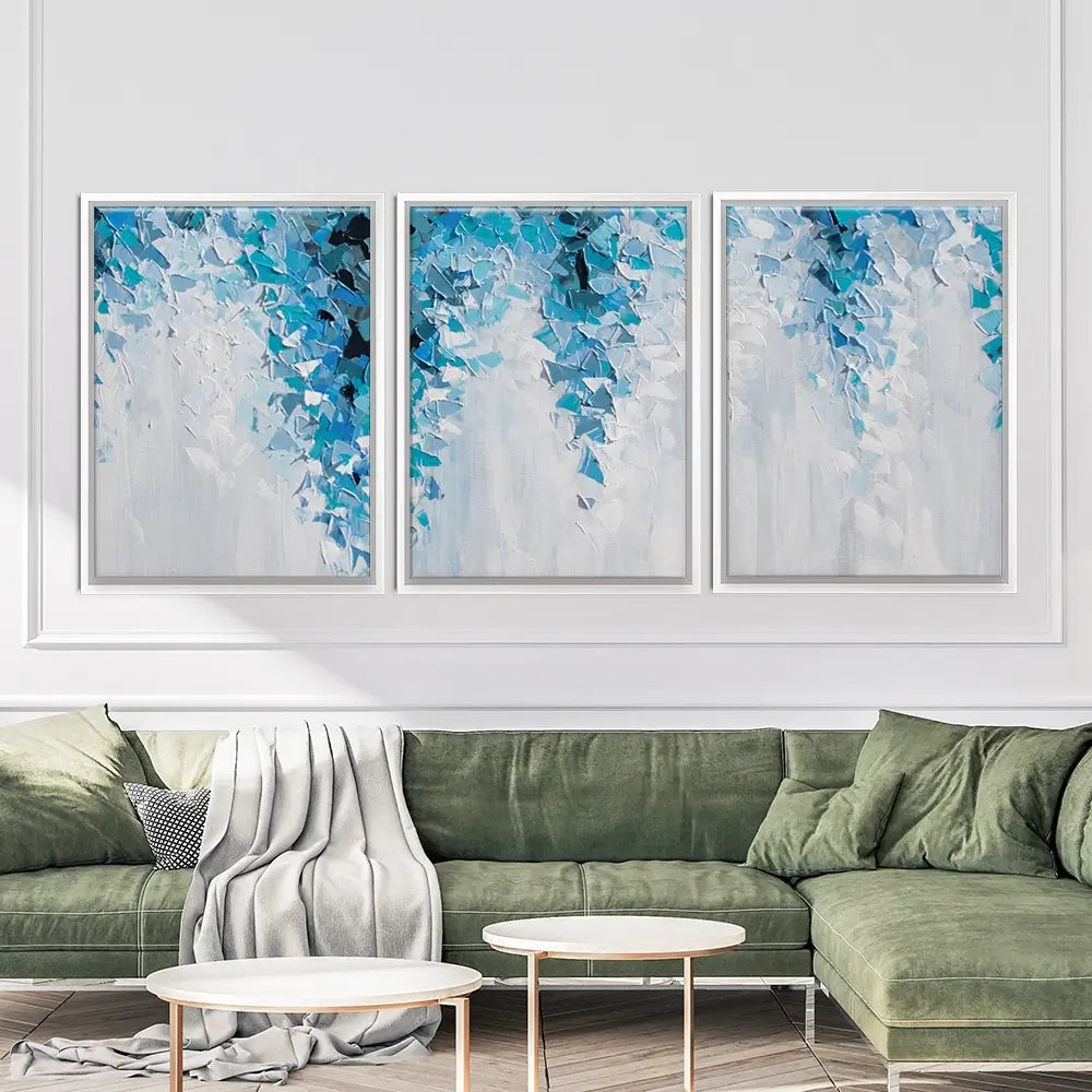 Tumbling Blue Abstract Trio Canvas Print Tumbling Blue Abstract Trio Canvas Print wall art product Olga Tkachyk