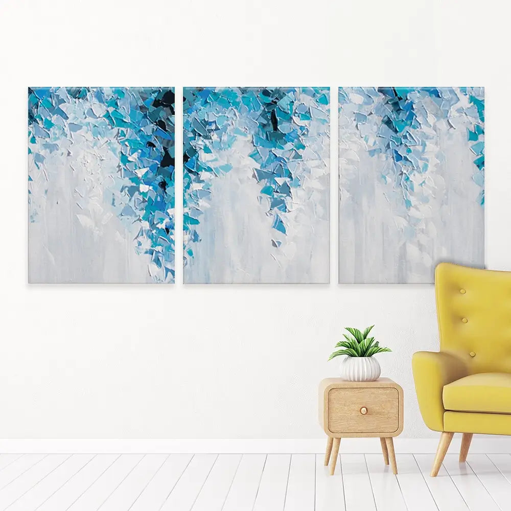Tumbling Blue Abstract Trio Canvas Print Tumbling Blue Abstract Trio Canvas Print wall art product Olga Tkachyk