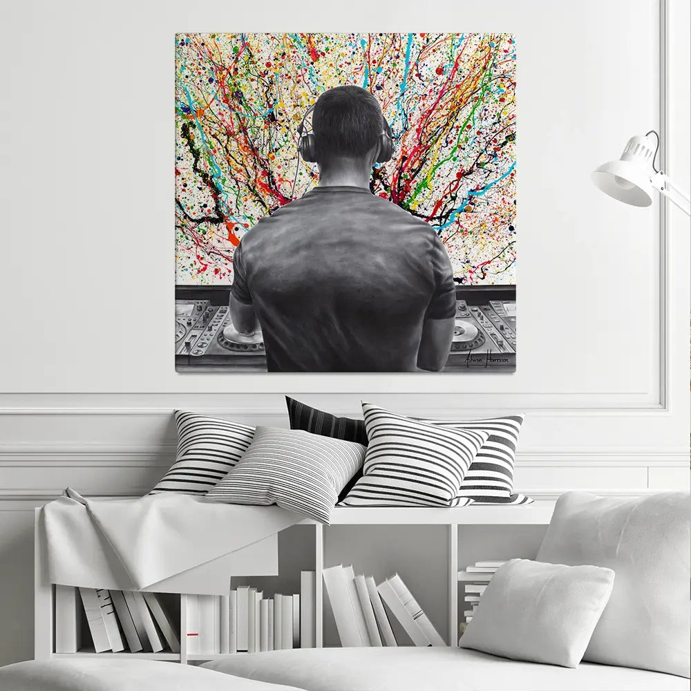 Turn It Up DJ Square Canvas Print Turn It Up DJ Square Canvas Print wall art product Ashvin Harrison