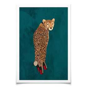 Turquoise Cheetah Wearing Heels Art Print Turquoise Cheetah Wearing Heels Art Print wall art product Sarah Manovski