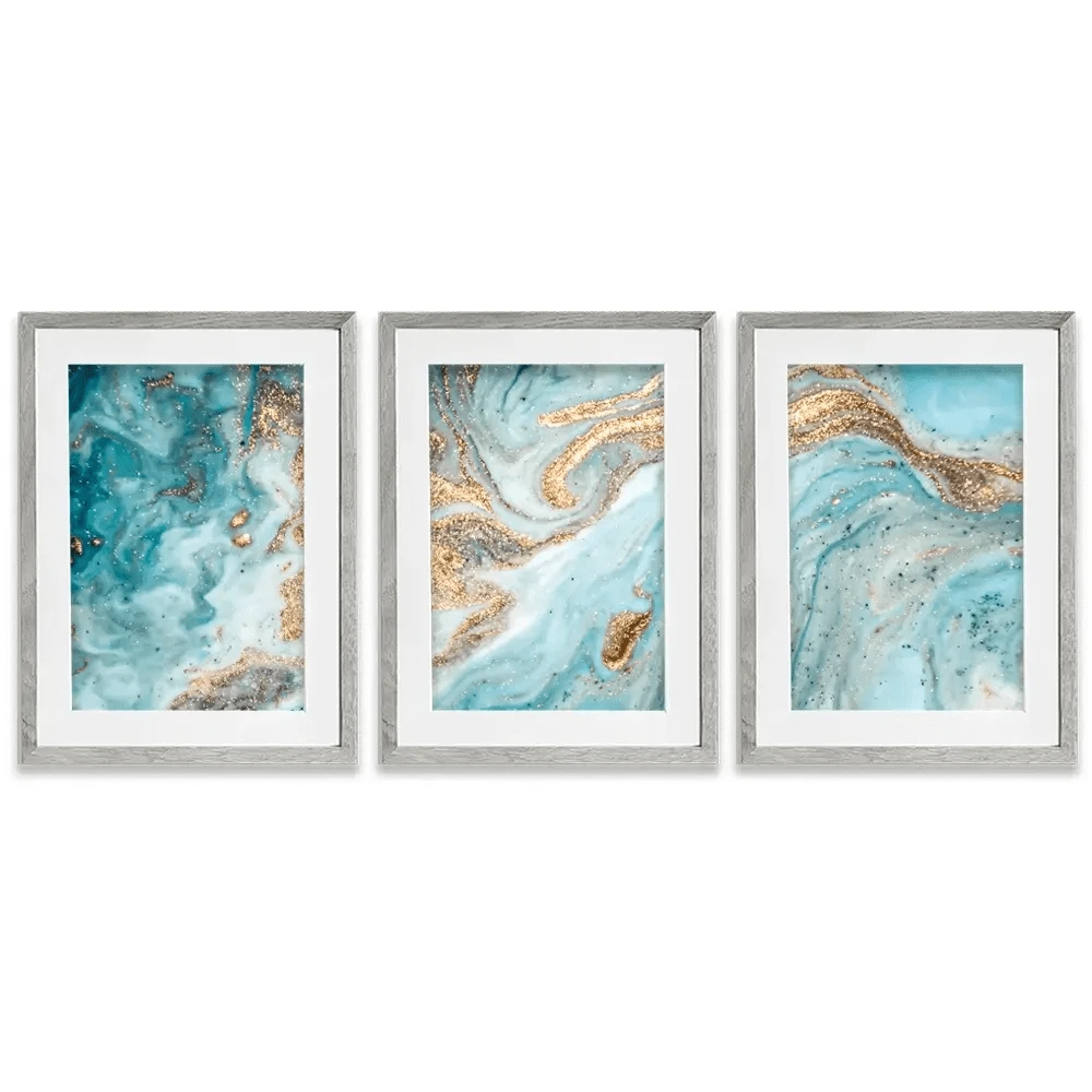 Turquoise Marble Framed Art Print Trio Turquoise Marble Framed Art Print Trio wall art product CARACOLLA / Shutterstock