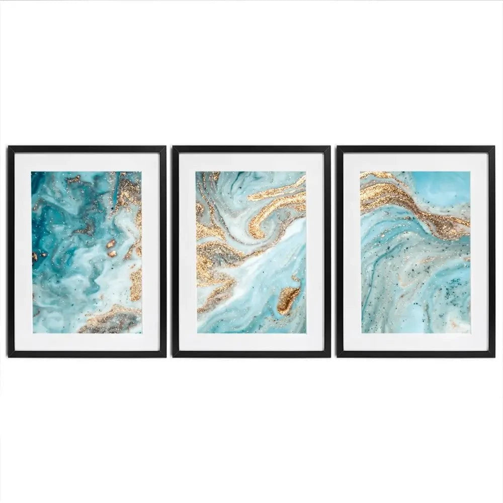 Turquoise Marble Framed Art Print Trio Turquoise Marble Framed Art Print Trio wall art product CARACOLLA / Shutterstock