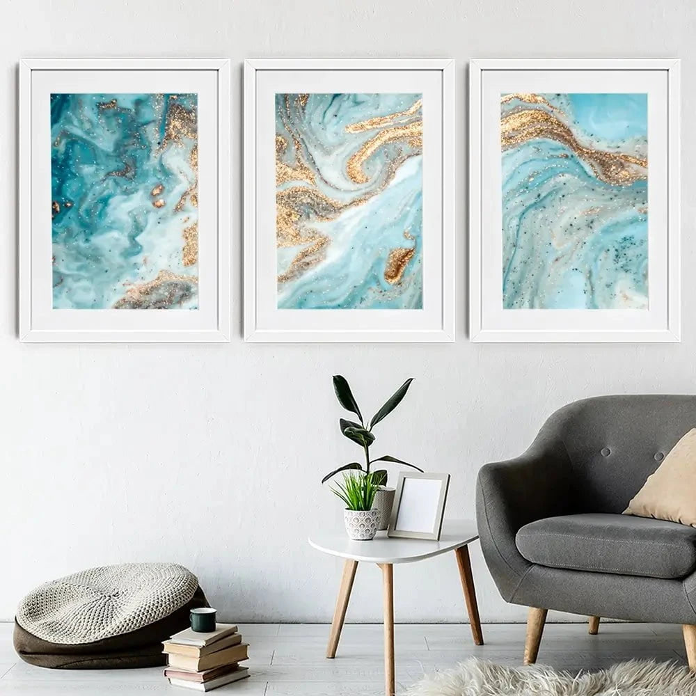 Turquoise Marble Framed Art Print Trio Turquoise Marble Framed Art Print Trio wall art product CARACOLLA / Shutterstock