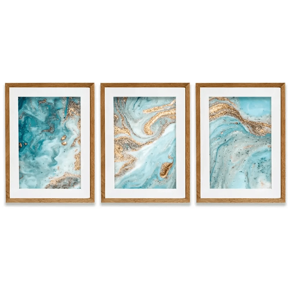 Turquoise Marble Framed Art Print Trio Turquoise Marble Framed Art Print Trio wall art product CARACOLLA / Shutterstock