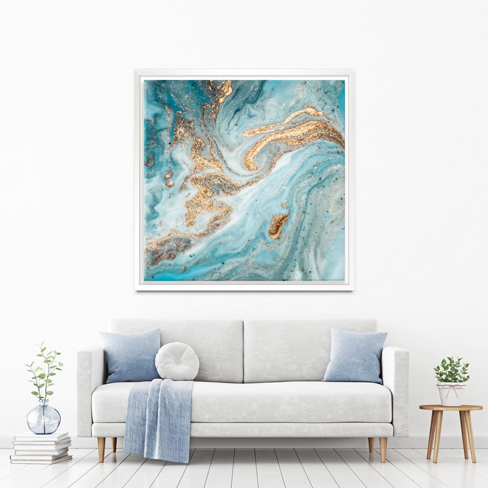 Turquoise Marble Square Canvas Print wall art product CARACOLLA / Shutterstock
