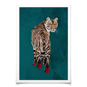 Turquoise Tiger Wearing Heels Art Print Turquoise Tiger Wearing Heels Art Print wall art product Sarah Manovski