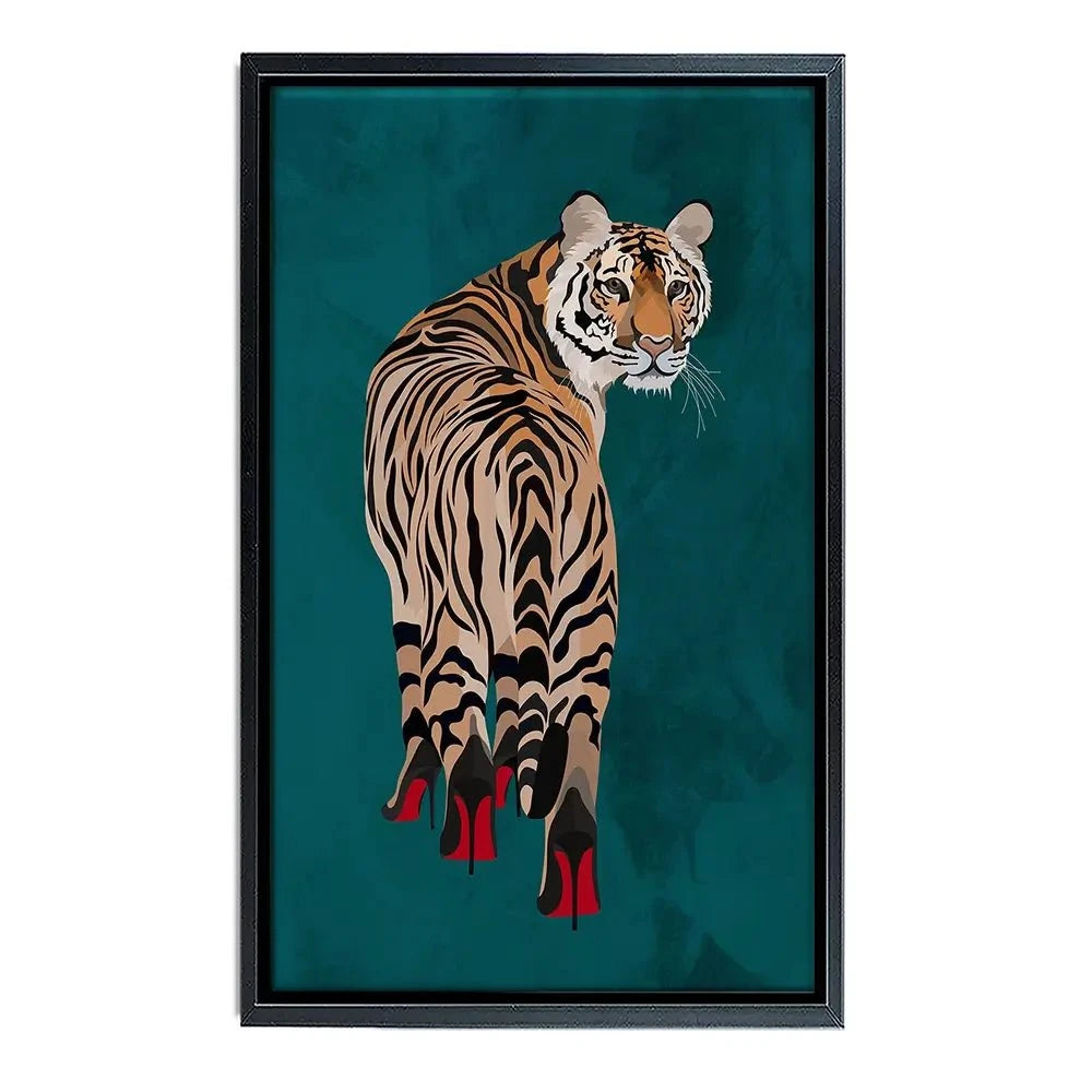 Turquoise Tiger Wearing Heels Canvas Print Turquoise Tiger Wearing Heels Canvas Print wall art product Sarah Manovski