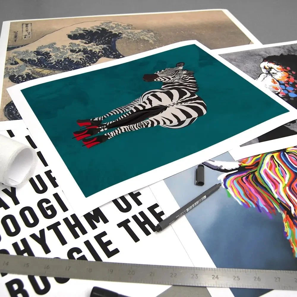 Turquoise Zebra Wearing Heels Art Print Turquoise Zebra Wearing Heels Art Print wall art product Sarah Manovski