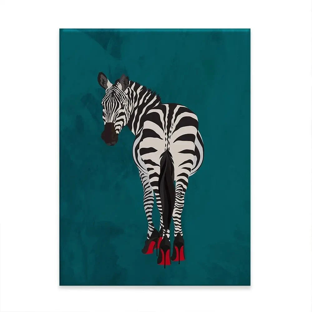 Turquoise Zebra Wearing Heels Canvas Print Turquoise Zebra Wearing Heels Canvas Print wall art product Sarah Manovski