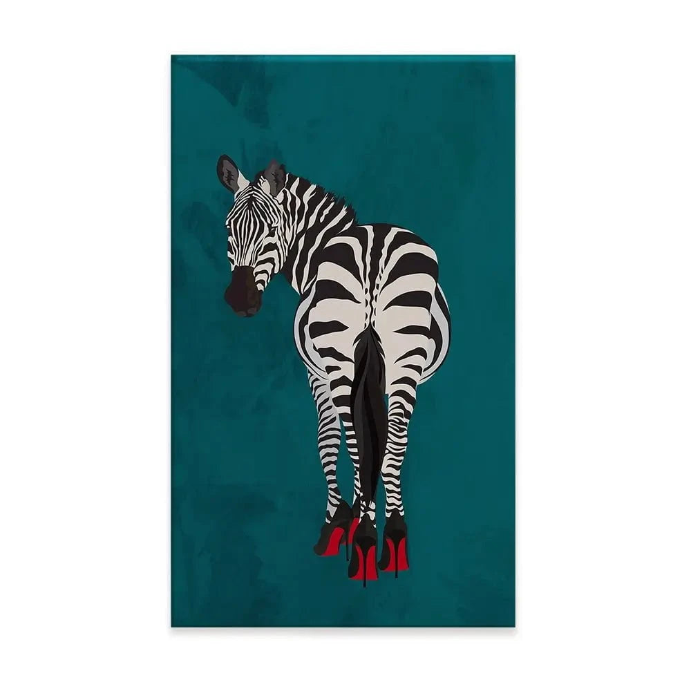Turquoise Zebra Wearing Heels Canvas Print Turquoise Zebra Wearing Heels Canvas Print wall art product Sarah Manovski