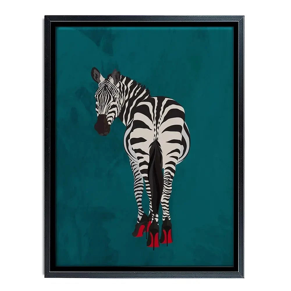 Turquoise Zebra Wearing Heels Canvas Print Turquoise Zebra Wearing Heels Canvas Print wall art product Sarah Manovski