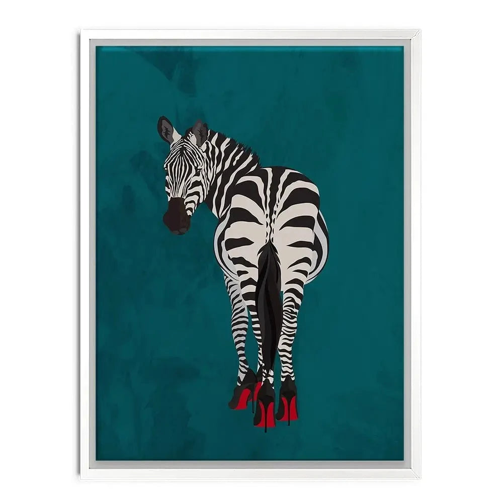 Turquoise Zebra Wearing Heels Canvas Print Turquoise Zebra Wearing Heels Canvas Print wall art product Sarah Manovski