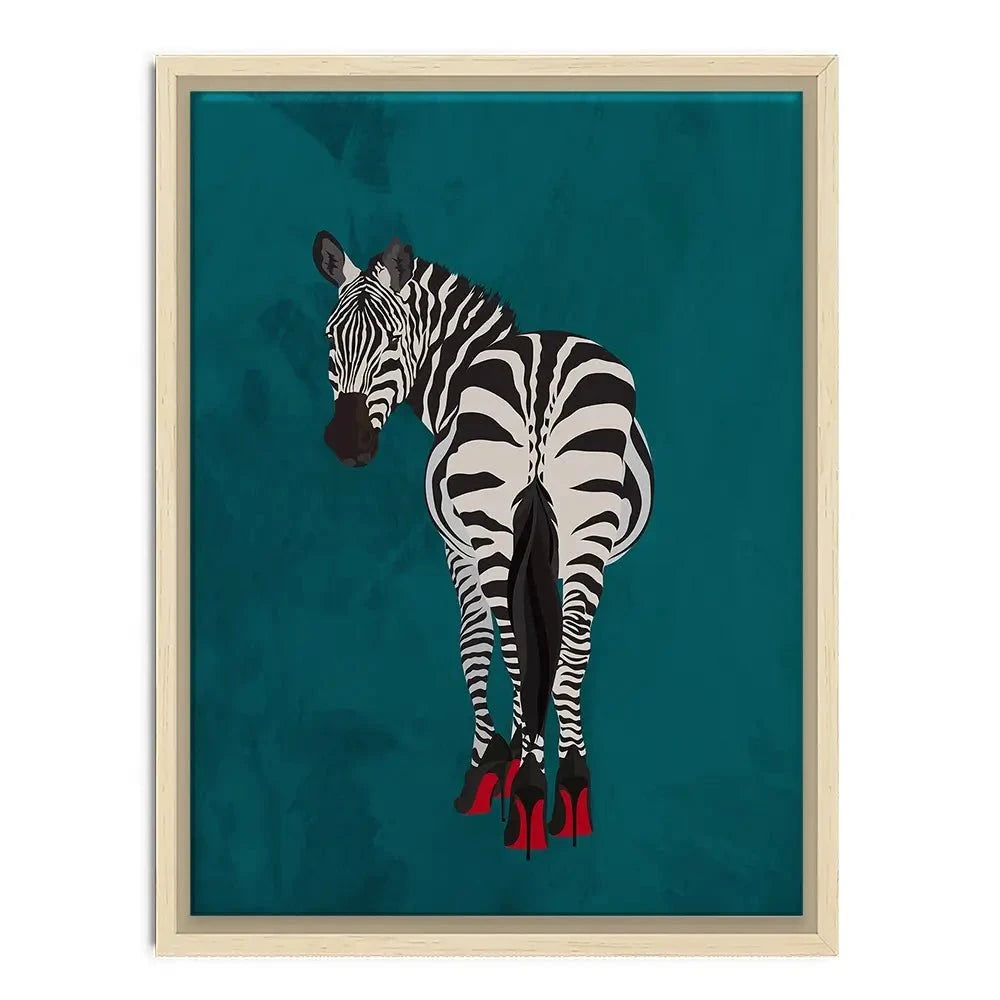 Turquoise Zebra Wearing Heels Canvas Print Turquoise Zebra Wearing Heels Canvas Print wall art product Sarah Manovski