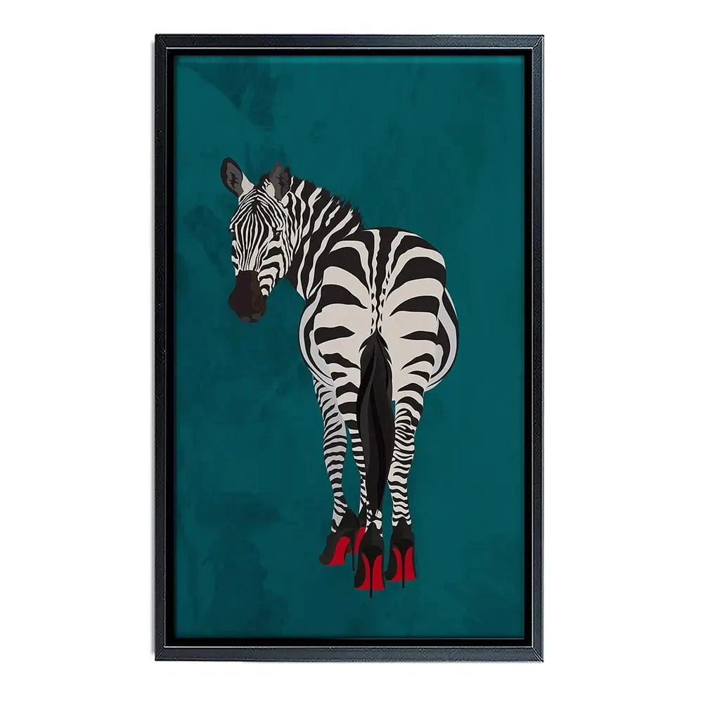 Turquoise Zebra Wearing Heels Canvas Print Turquoise Zebra Wearing Heels Canvas Print wall art product Sarah Manovski