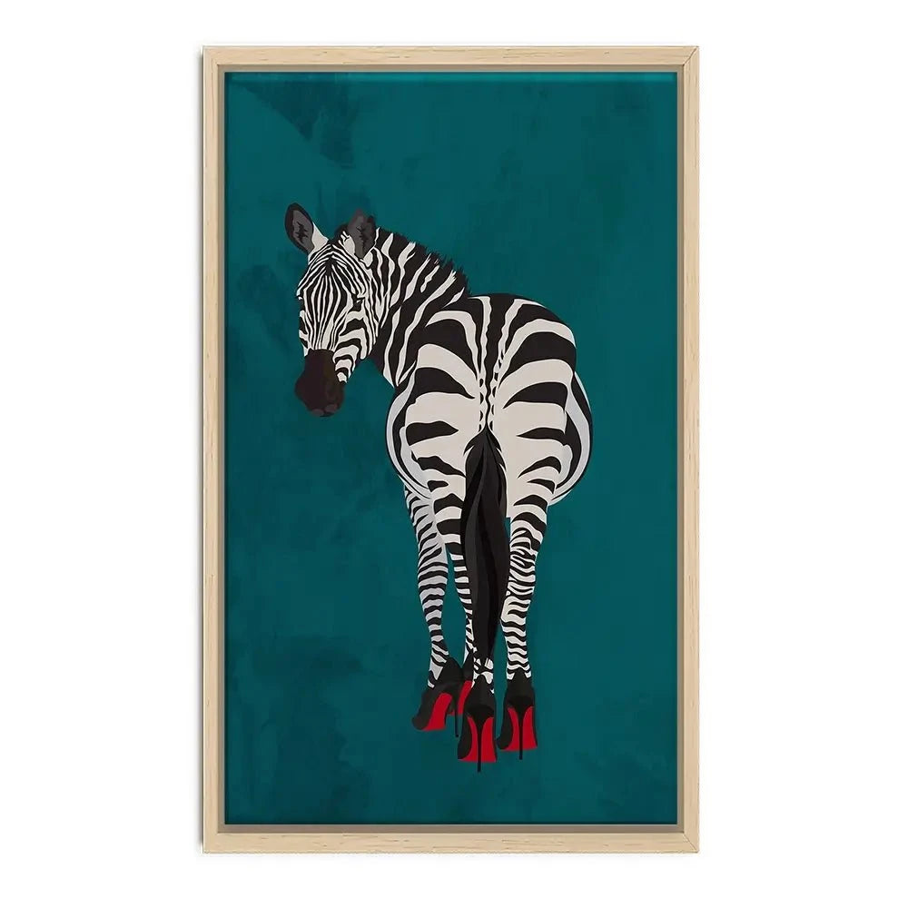 Turquoise Zebra Wearing Heels Canvas Print Turquoise Zebra Wearing Heels Canvas Print wall art product Sarah Manovski