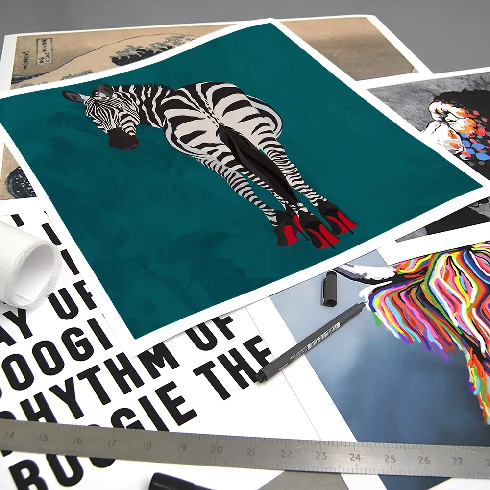 Turquoise Zebra Wearing Heels Square Art Print Turquoise Zebra Wearing Heels Square Art Print wall art product Sarah Manovski